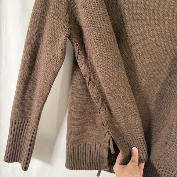 Athleta Wool Blend Sweater Women's XS Brown Knit Crew Neck Long Sleeve - Picture 5 of 10